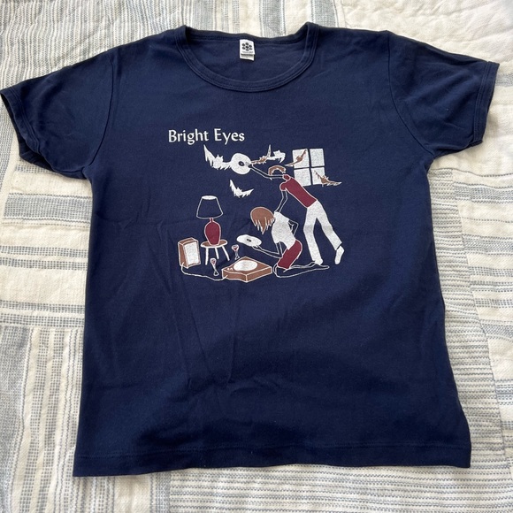 Vintage Y2K Bright Eyes Conor Oberst Band Tour tee shirt Classic Girl sz L - Picture 8 of 8